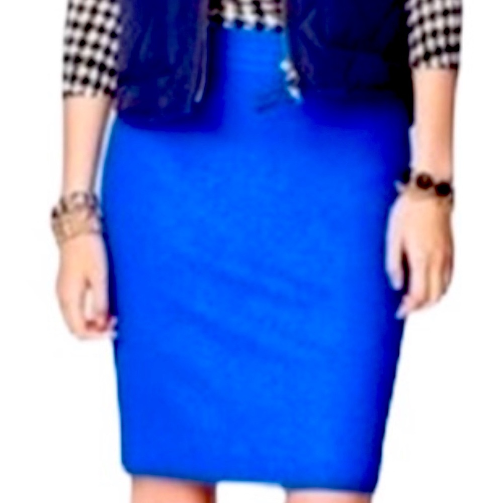 J. Cree Pencil Royal Blue Wool Skirt Size 2 - Picture 2 of 10